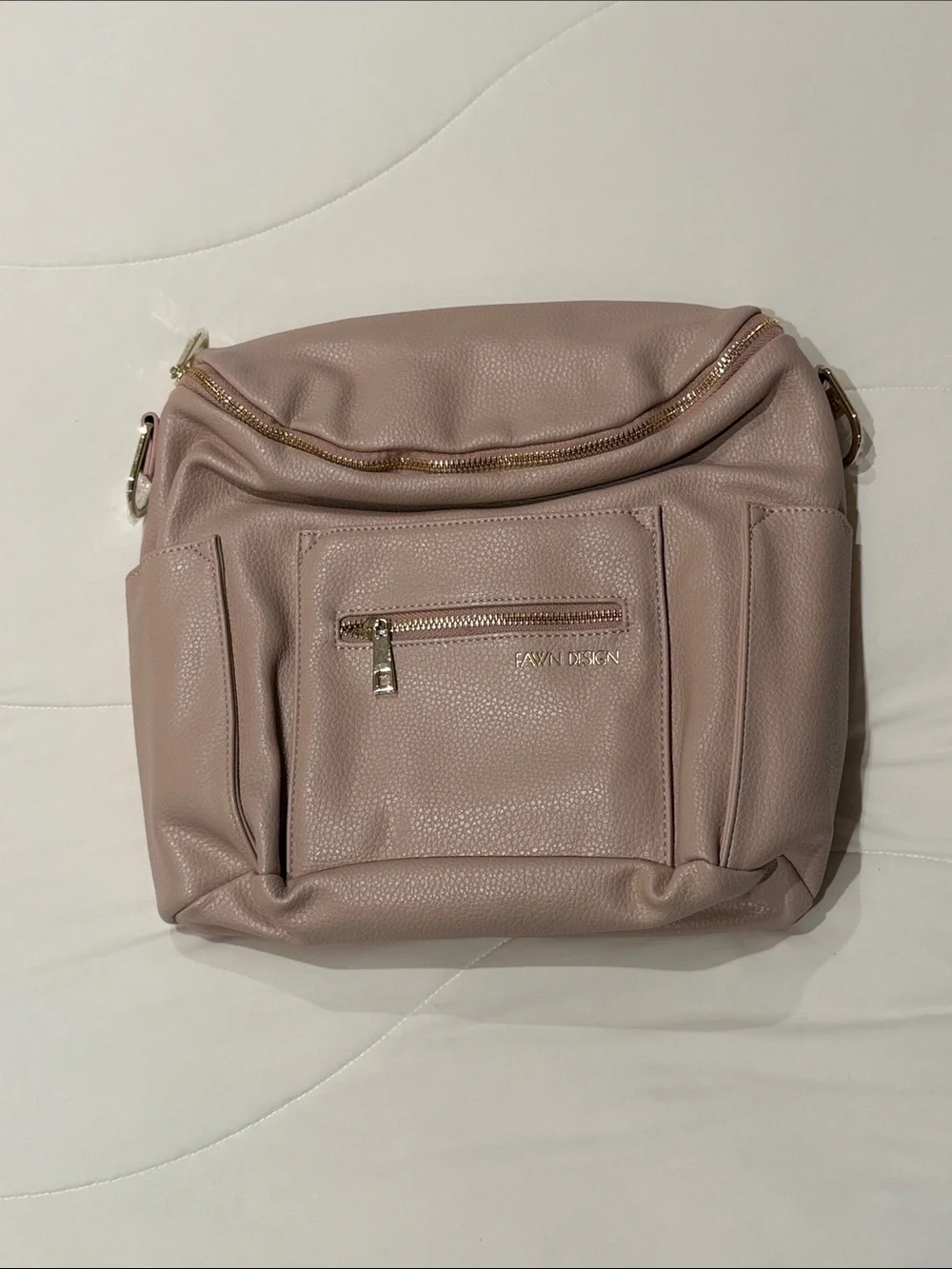 Fawn Design Dusty Rose Crossbody Bag with Gold Hardware